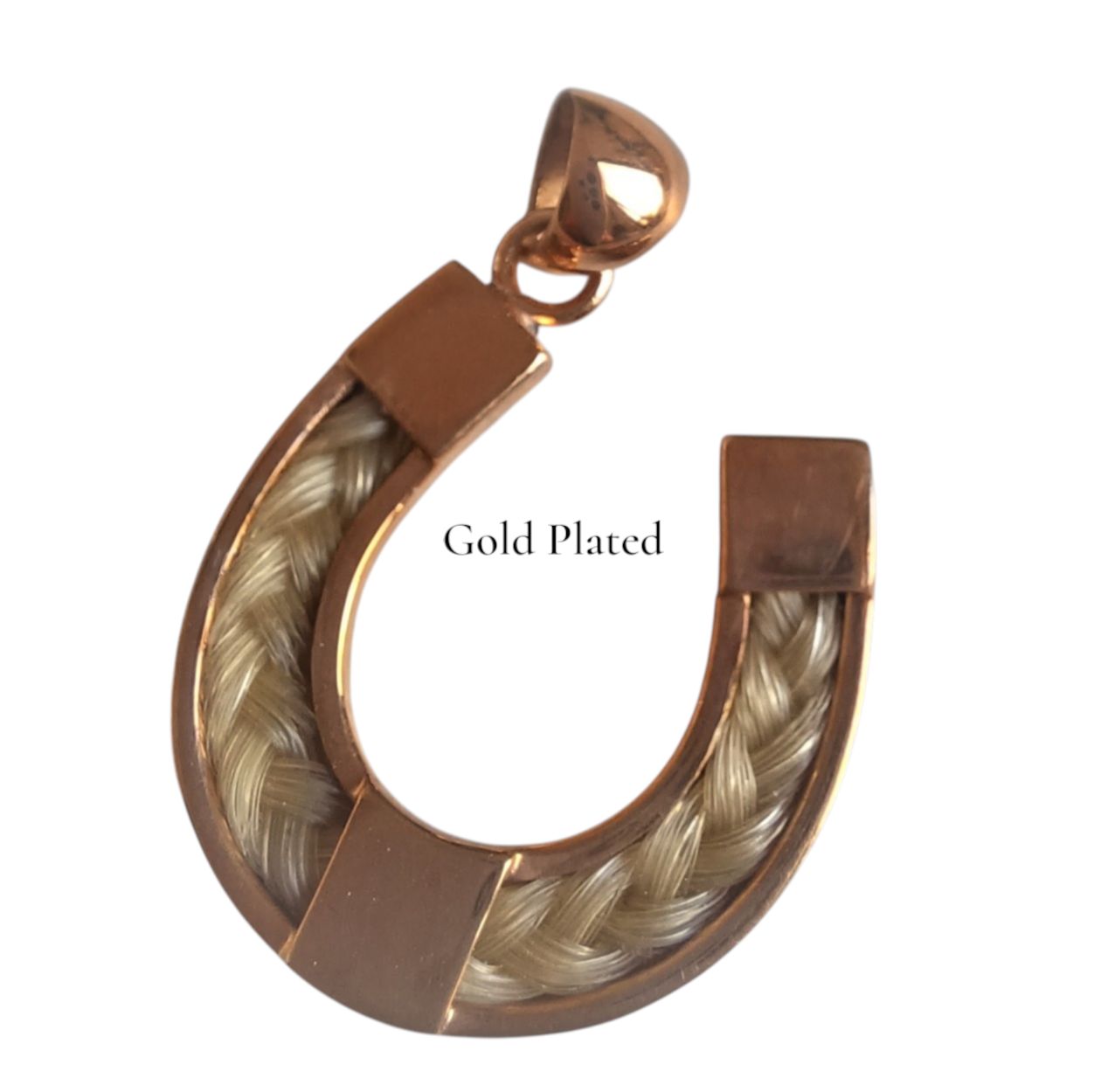 Horse shoe Pendant braid inlay - 24k Gold plated