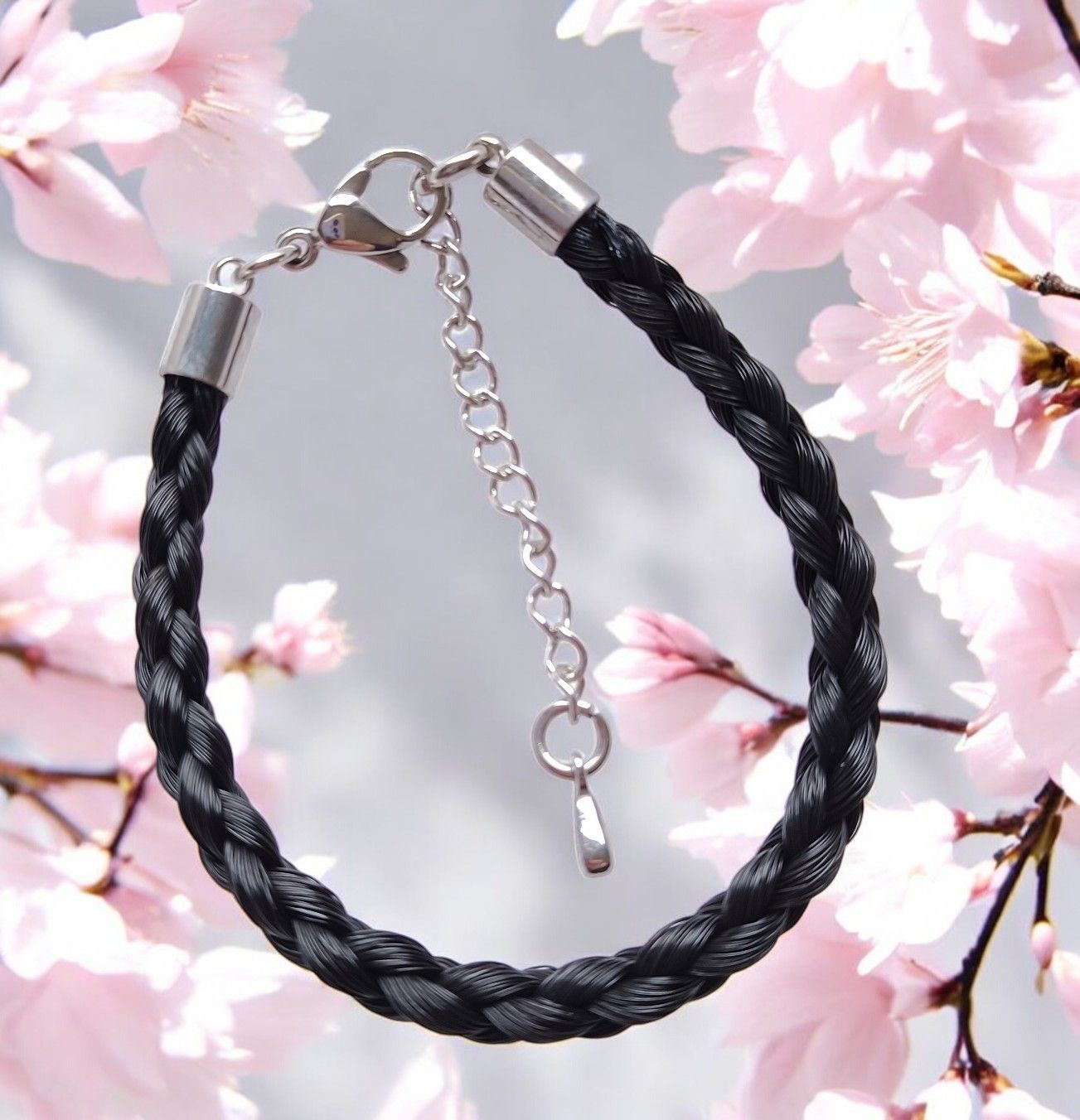 HORSE HAIR Braided 4 strand bracelet with Stainless Steel ends either Silver, Gold or Rose Gold