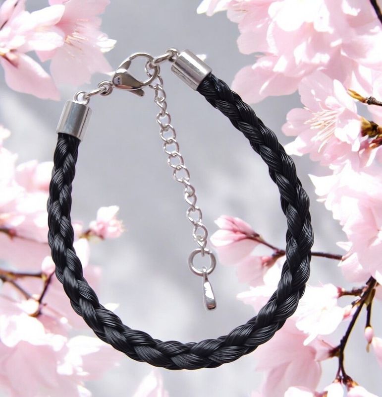 HORSE HAIR Braided 4 strand bracelet with Stainless Steel ends either Silver, Gold or Rose Gold