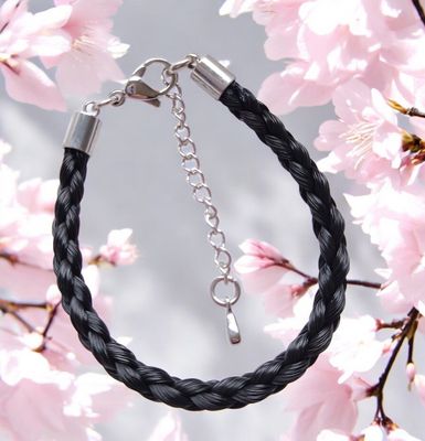 HORSE HAIR Braided 4 strand bracelet with Stainless Steel ends either Silver, Gold or Rose Gold