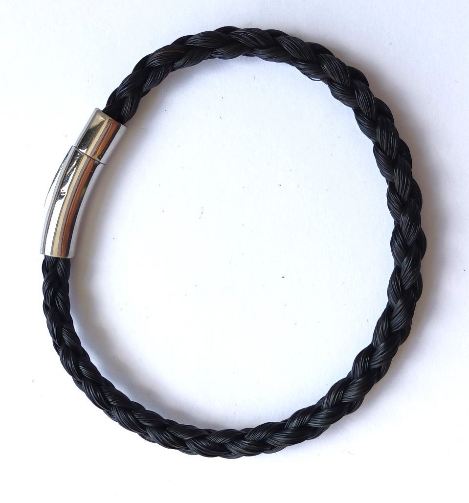 HORSE HAIR Braided 4 strand bracelet with Stainless Steel Bayonet Clasp