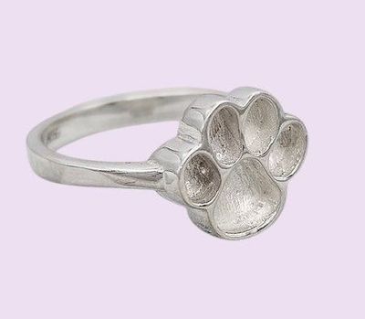 PAW fitted ring 8mm inlay to encapsulate hair, fur or ashes sterling silver
