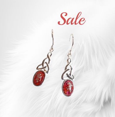 Sterling silver Celtic drop earrings  with a stone containing the hair, fur or ashes you send me.  Memorial jewellery, Keepsake Jewellery  SALE