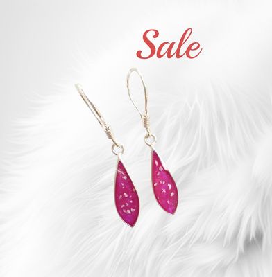 PEAR drop Earrings 17x6mm cabochon Sterling silver pear drop earrings to contain the hair, fur or ashes you provide. Memorial jewellery, Keepsake jewellery, ashes jewellery