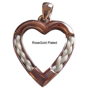 Heart Pendant braid inlay - sterling silver Rose Gold Plated