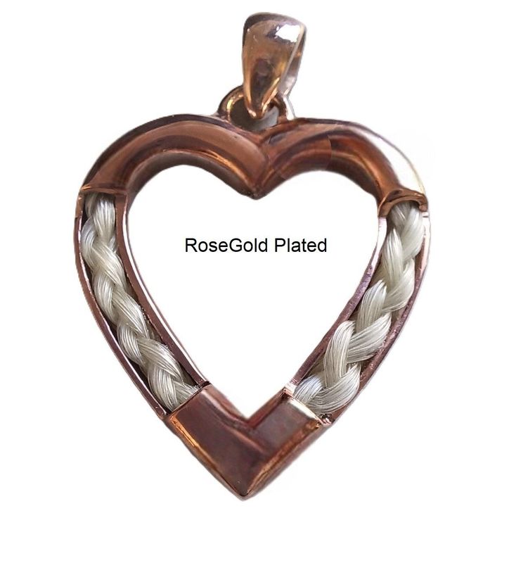 Heart Pendant braid inlay - sterling silver Rose Gold Plated