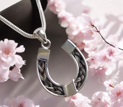 Sterling Silver Horseshoe pendant to include a braid of your own horses hair