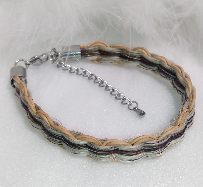 Horsehair keepsake bracelet made using your own horses hair. Stainless steel Silver coloured findings.  Personalised heart tag. Memory jewellery. Memorial jewellery Flat braid