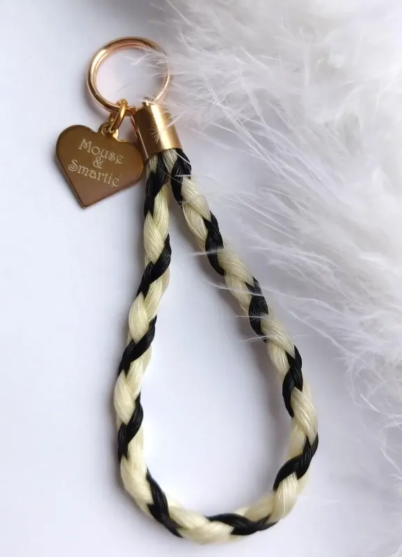 Braided Key charm - stainless steel Rose Gold - Using your own horses hair - Engraving Optional