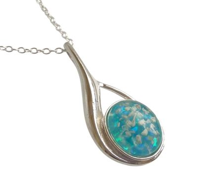 LONG DROP pendant & chain 10x8mm cabochon LONG DROP pendant & chain 10x8mm cabochon