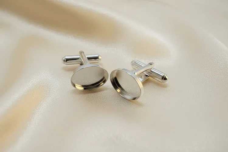 Sterling Silver Deep cufflinks with 14x10mm OVAL bezel inlay for inclusions