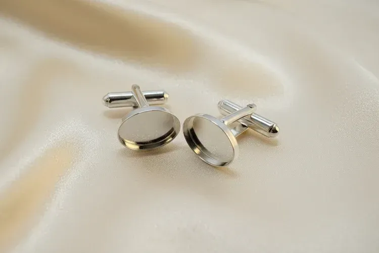 Sterling Silver Deep cufflinks with 14x10mm OVAL bezel inlay for inclusions
