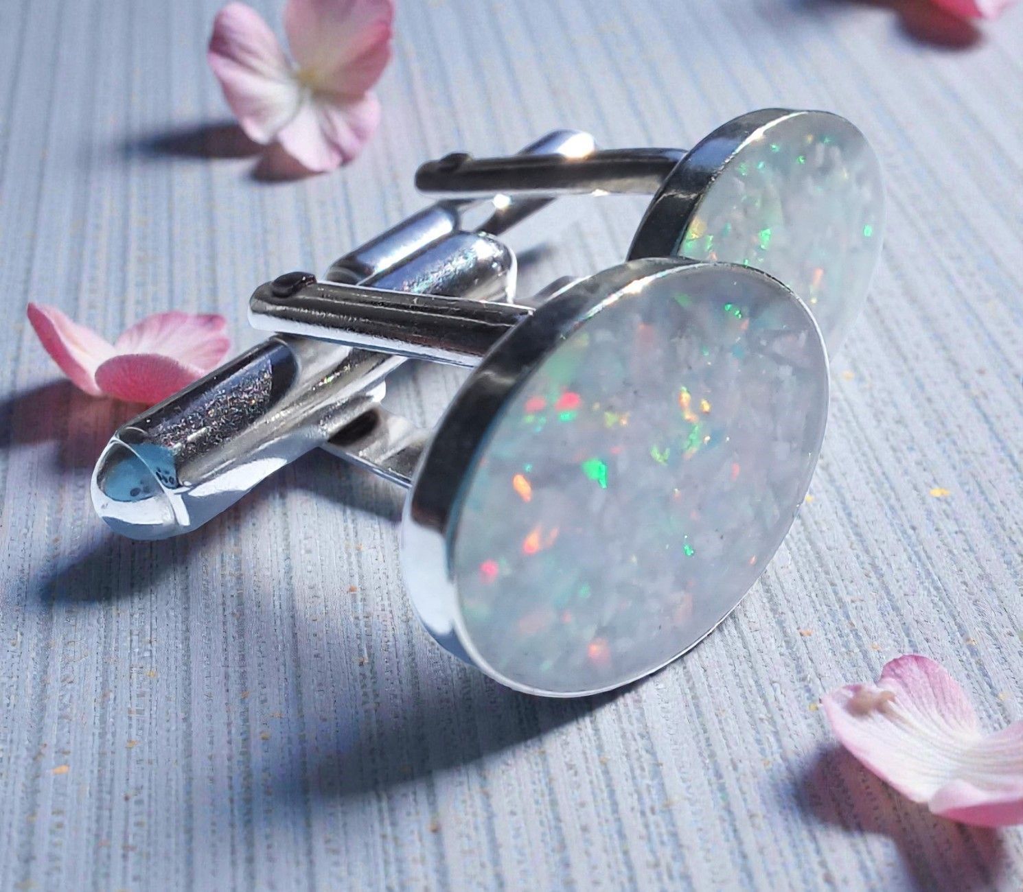 Sterling Silver Deep cufflinks with 14x10mm OVAL bezel inlay for inclusions