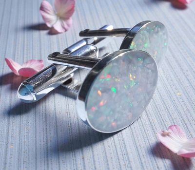 Sterling Silver Deep cufflinks with 14x10mm OVAL bezel inlay for inclusions Sterling Silver Deep cufflinks with 14x10mm OVAL bezel inlay for inclusions
