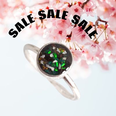 Round  plain band ring with 6mm cab to encapsulate hair or ashes Sterling Silver