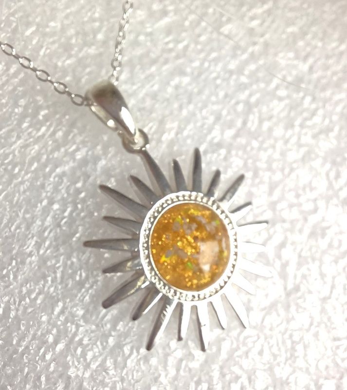 LARGE SUN pendant & chain 10mm cabochon