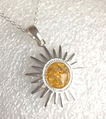 LARGE SUN pendant & chain 10mm cabochon