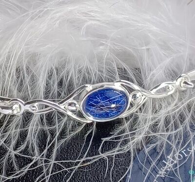 Bangle with 8x6mm cabochon Sterling Silver Sterling Silver Bracelet with 1 stone to contain the hair, fur or ashes you send. Memorial bracelet, Keepsake bracelet