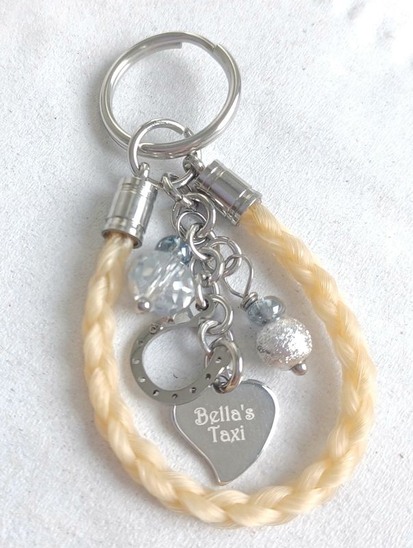 Braided LOOP Key charm - Using your own horses hair - Engraving Optional Braided LOOP Key charm - Using your own horses hair - Engraving Optional