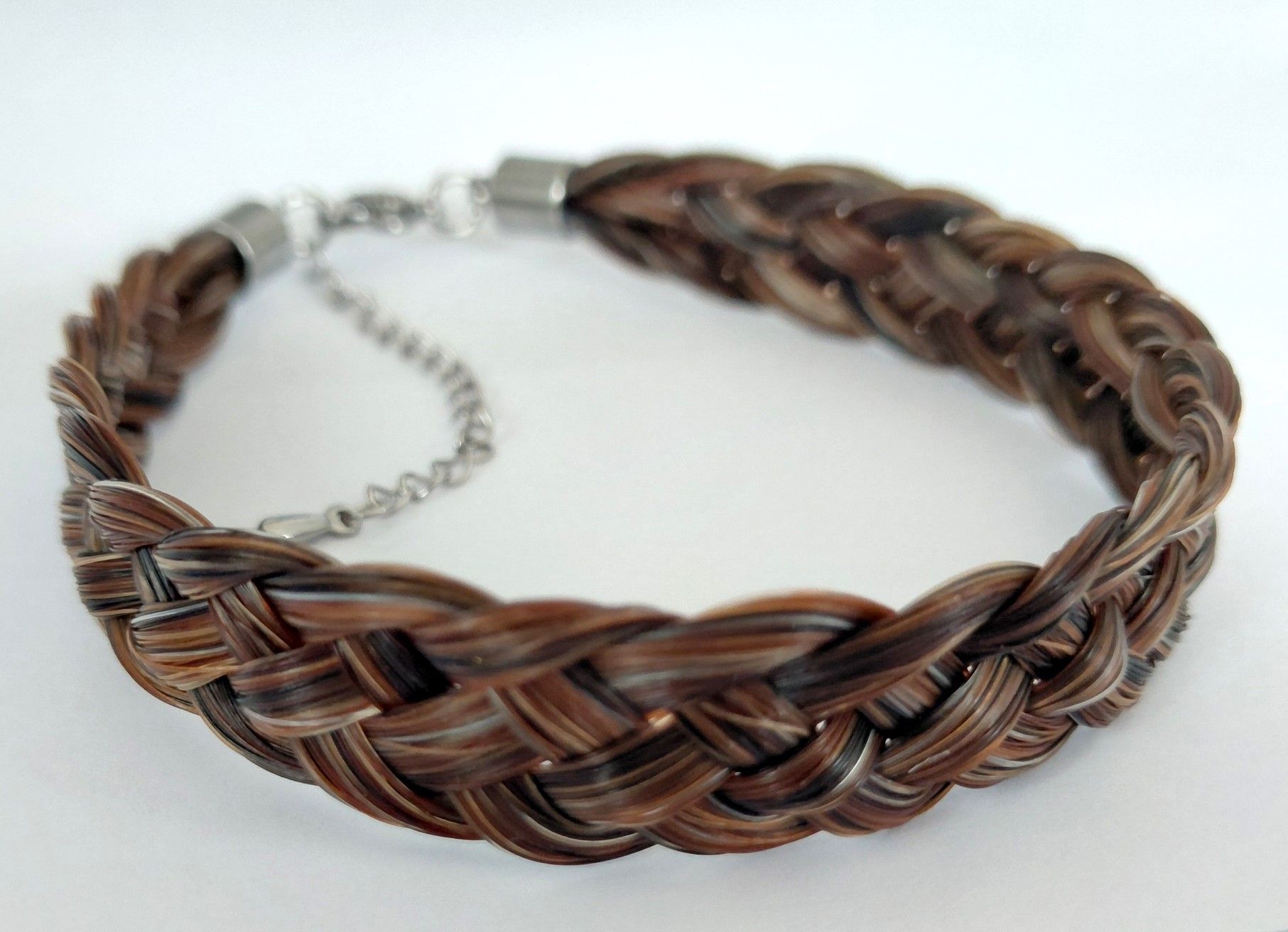 Horsehair keepsake bracelet made using your own horses hair. Stainless steel silver coloured findings. Personalised heart tag. Memory jewellery. Memorial jewellery Flat braid
