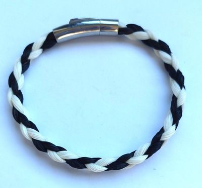 HORSE HAIR Braided 4 strand bracelet with Stainless Steel Bayonet Clasp