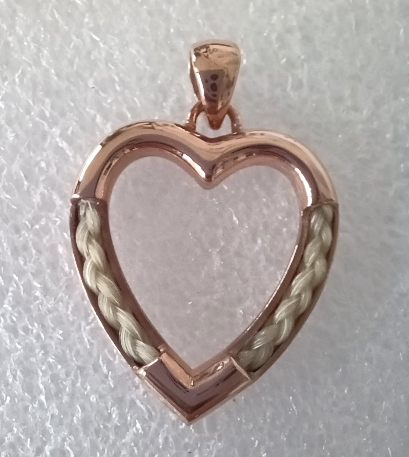 Heart Pendant braid inlay - sterling silver Rose Gold Plated