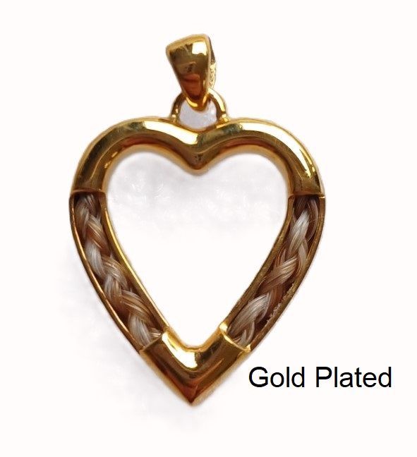 Heart Pendant braid inlay - sterling silver 24ct Gold Plated