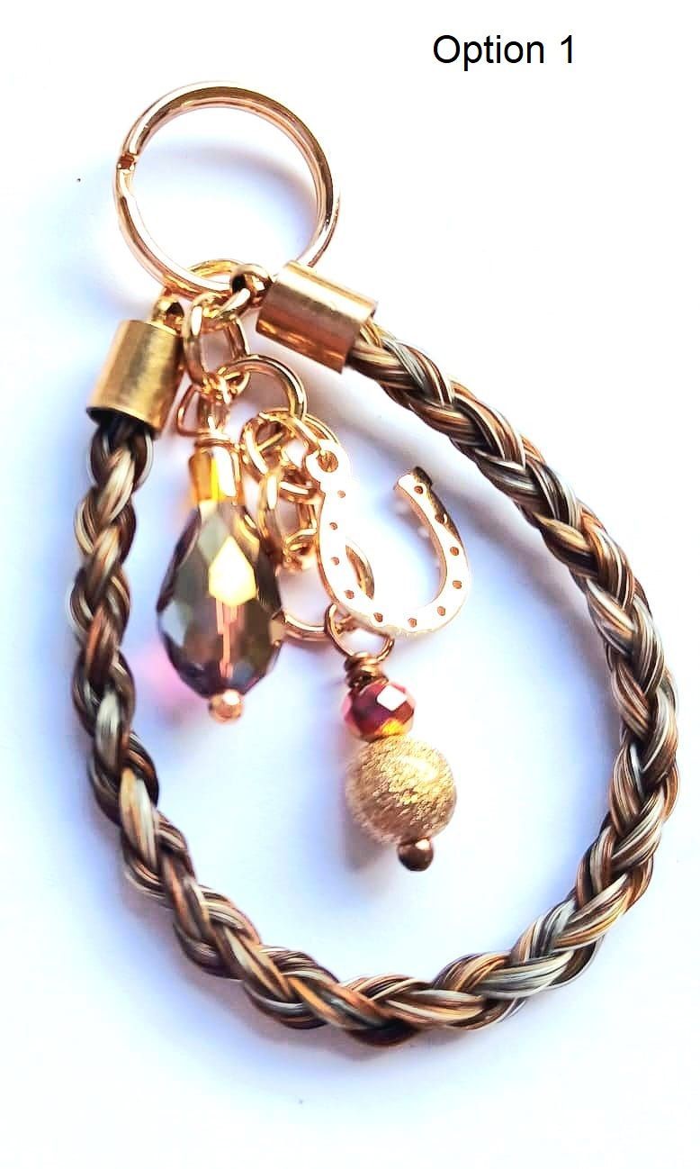 Braided LOOP Rose Gold Key charm - Using your own horses hair - Engraving Optional