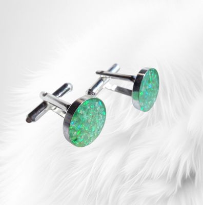 Sterling Silver Deep cufflinks with 12mm ROUND bezel inlay for inclusions