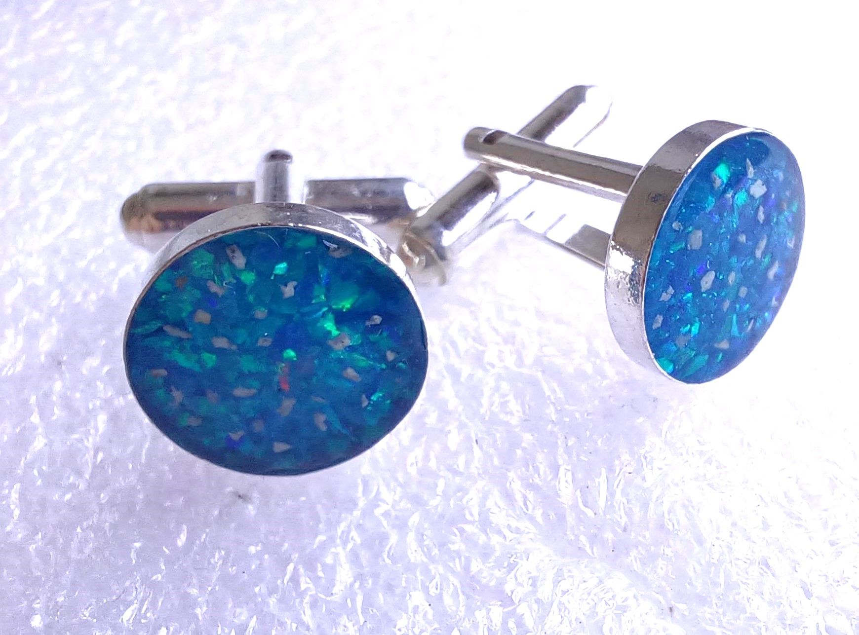 Sterling Silver Deep cufflinks with 12mm ROUND bezel inlay for inclusions