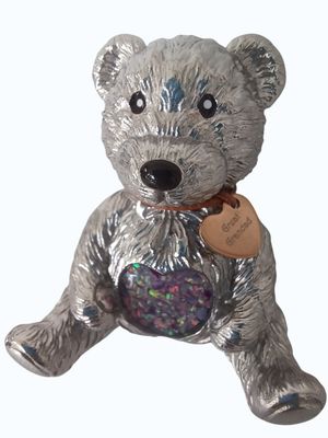 Bear paper weight with heart inlay to contain hair, fur or ashes Bear paper weight with heart inlay to contain hair, fur or ashes