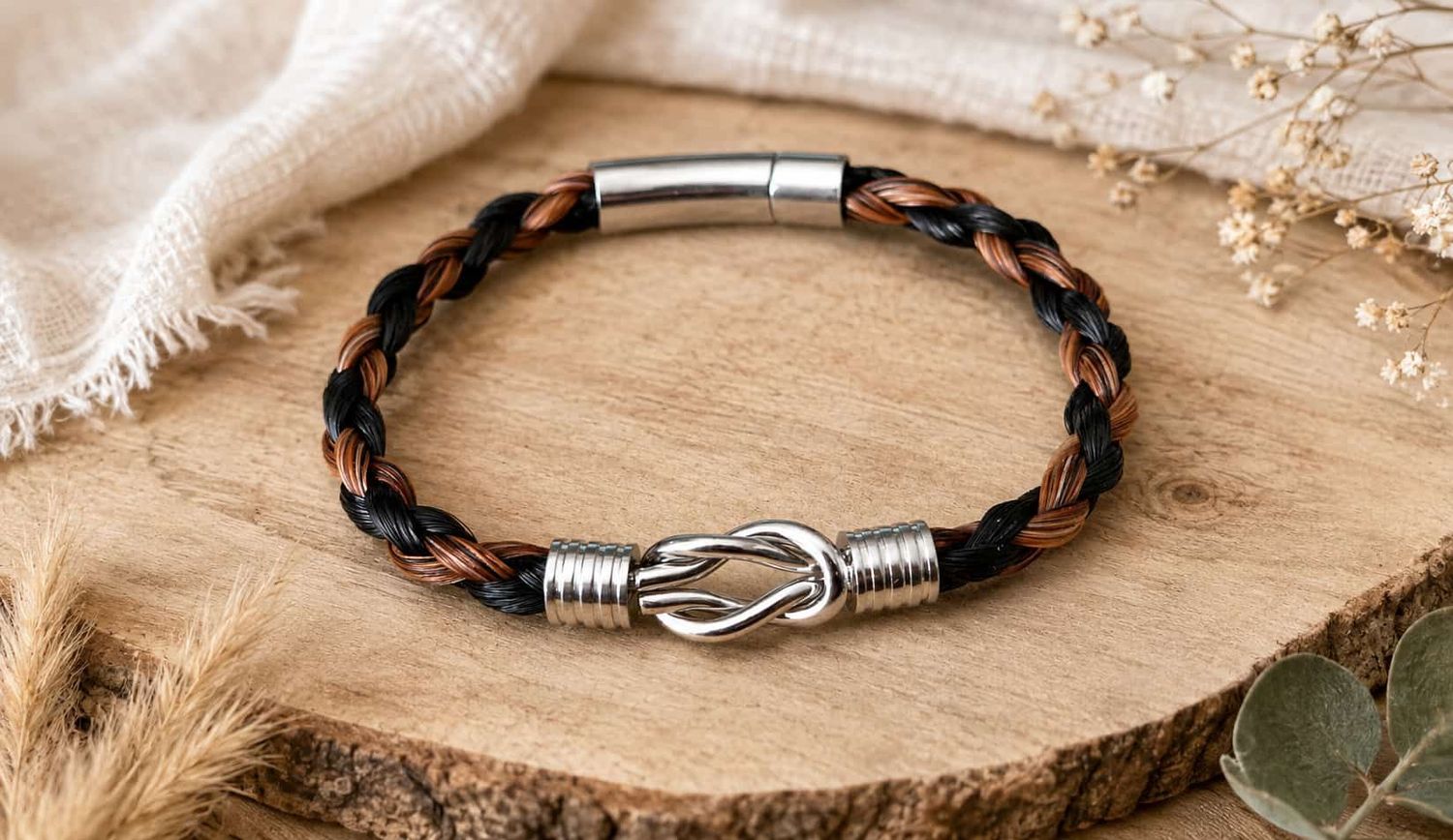 HORSE HAIR Braided 4 strand bracelet with a Thick 6mm braid