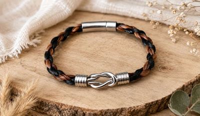 HORSE HAIR Braided 4 strand bracelet with a Thick 6mm braid