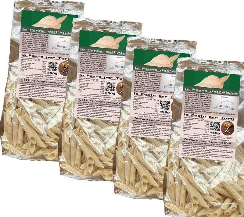 PENNE DELL&#39;ALPINO:  20 (+3 Omaggio) Confezioni (250 g) per 70 persone. Sconto eccezionale del 20%: 99 € invece di 124 €.