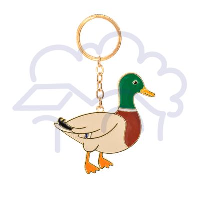 Mallard duck enamel keyring