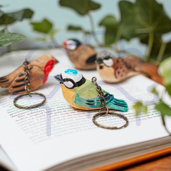 Garden birds keyring