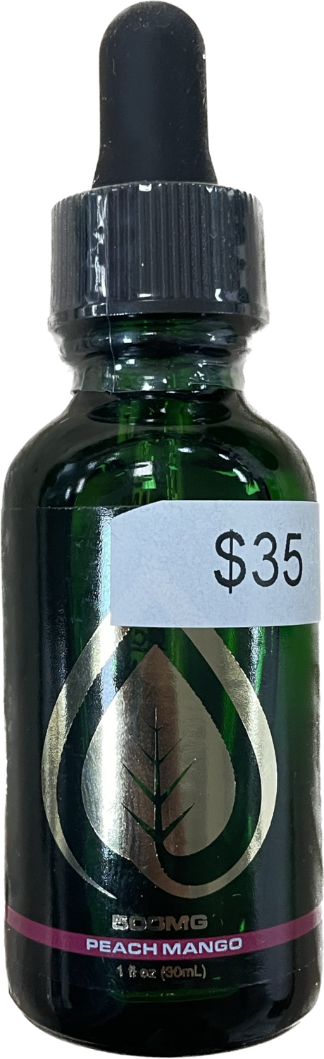 Active Green Bottle CBD Tincture, Flavor: Peach Mango, Size: 500mg