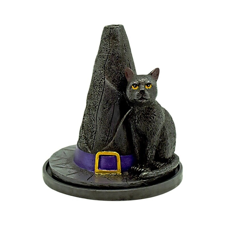 Cat and Witch&#39;s Hat Incense Burner