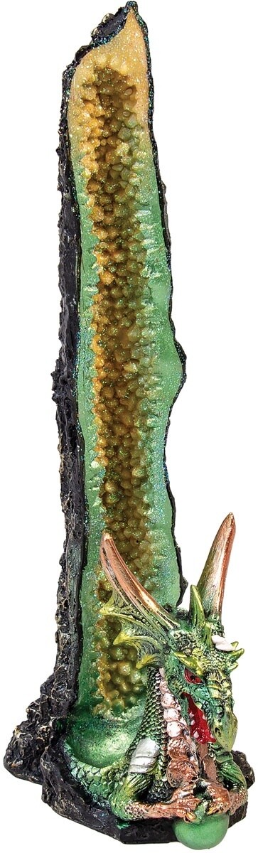 Green Dragon Geode Standing Incense Burner 10&quot;