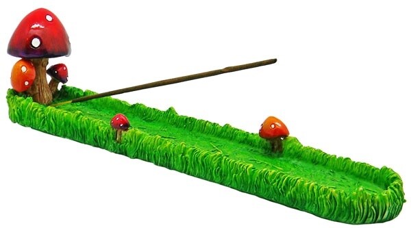 Mushroom Garden Flat Incense Burner 11&quot;