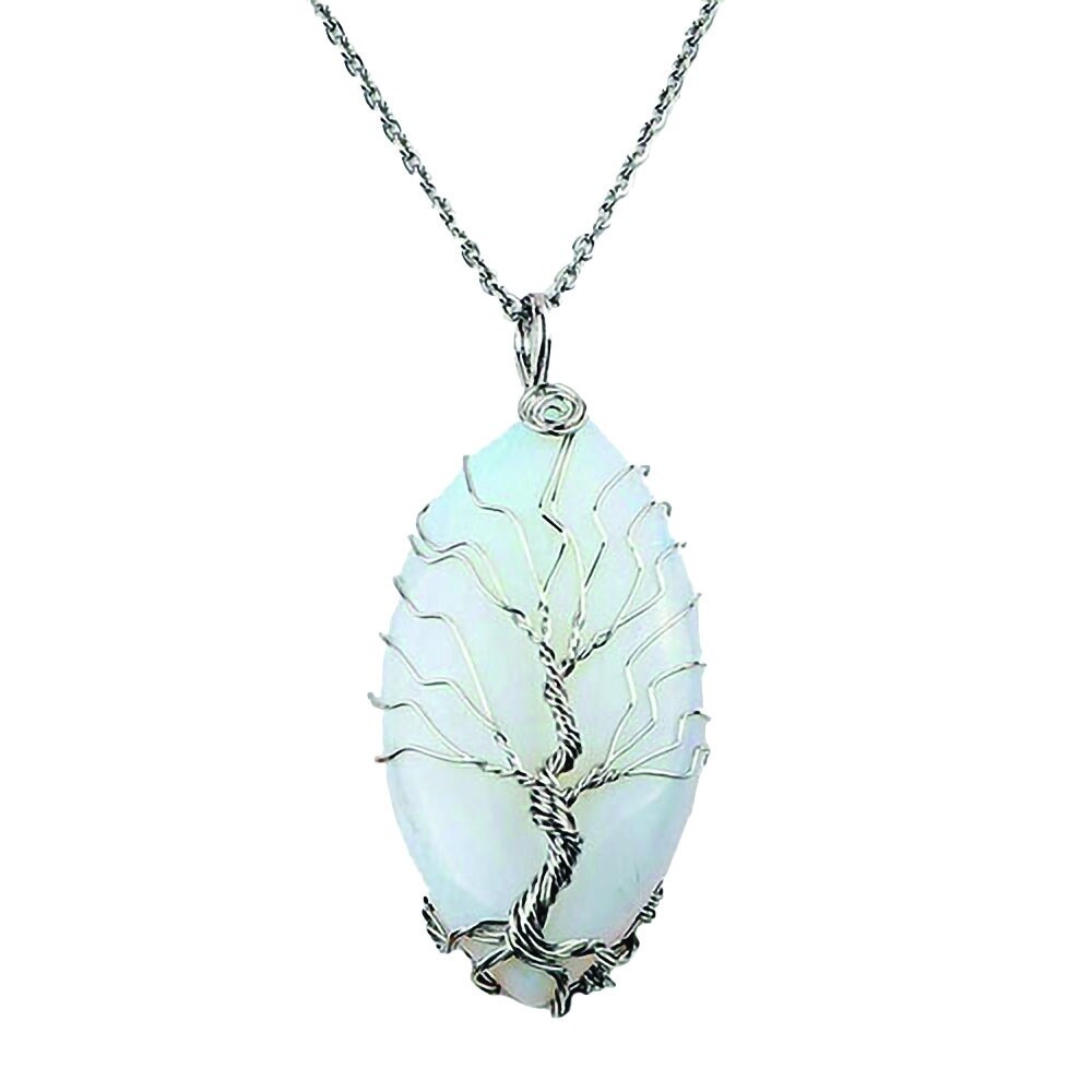 Oval Tree Of Life Necklace, Material: Opal