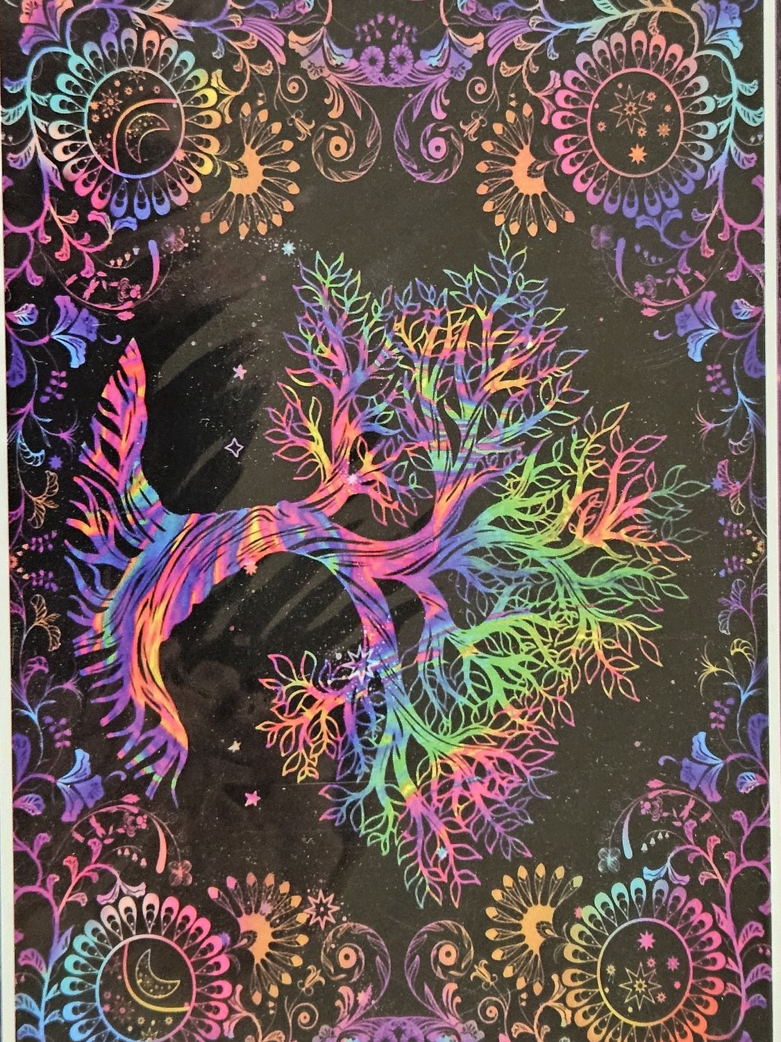 Black-light Tapestry, Style: Special Tree of Life - Rainbow