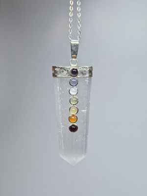 Chakra Chain Necklace w/ White Selenite