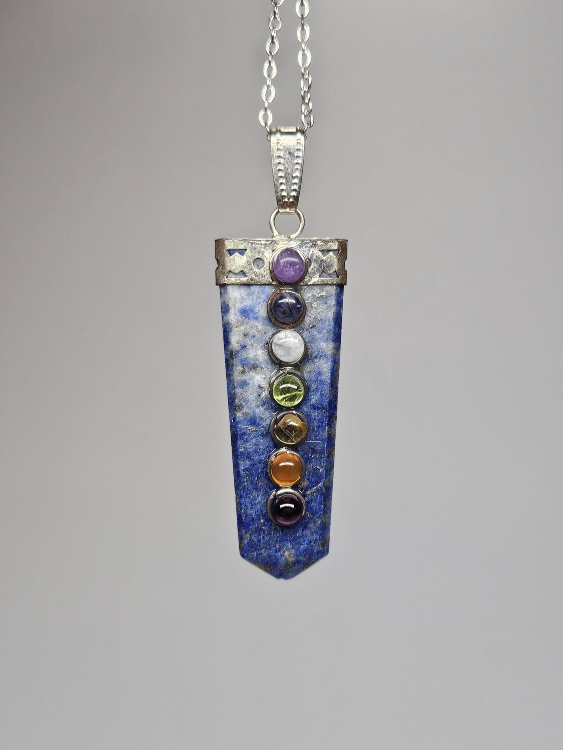 Chakra Chain Necklace w/ Lapis Lazuli