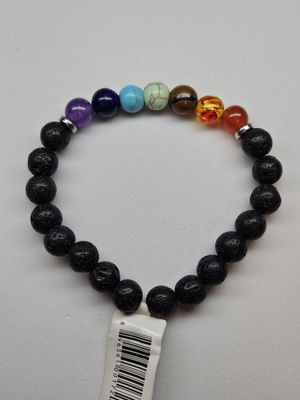 Semi-Precious &amp; Lava Stone Bead Bracelet