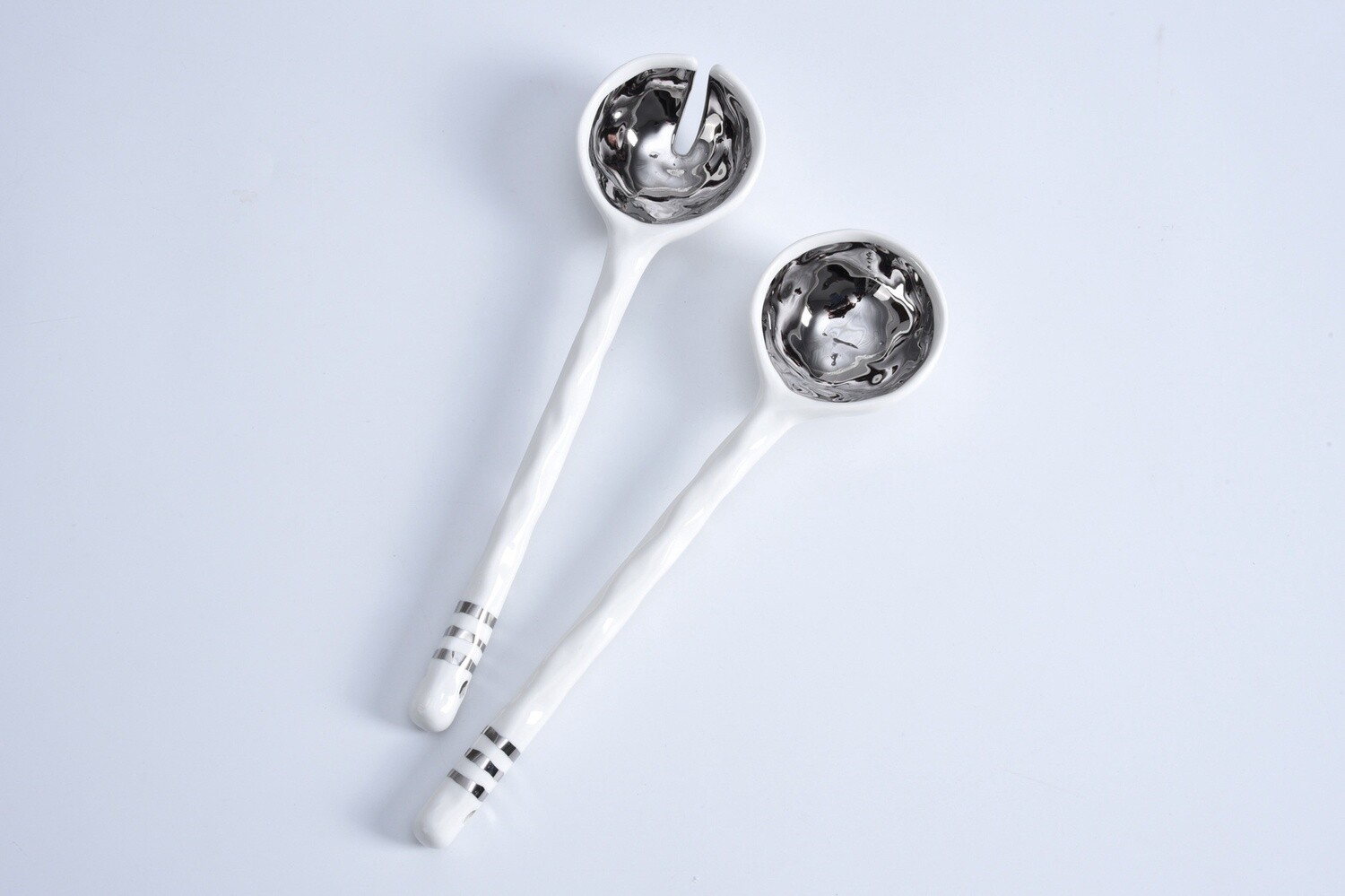 2PC PORCELAIN SALAD SERVER SET - CER-2632-W