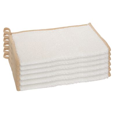 OGGI SET/6 WHITE/KHAKI BAMBOU KITCHEN CLOTHS - 8882.14