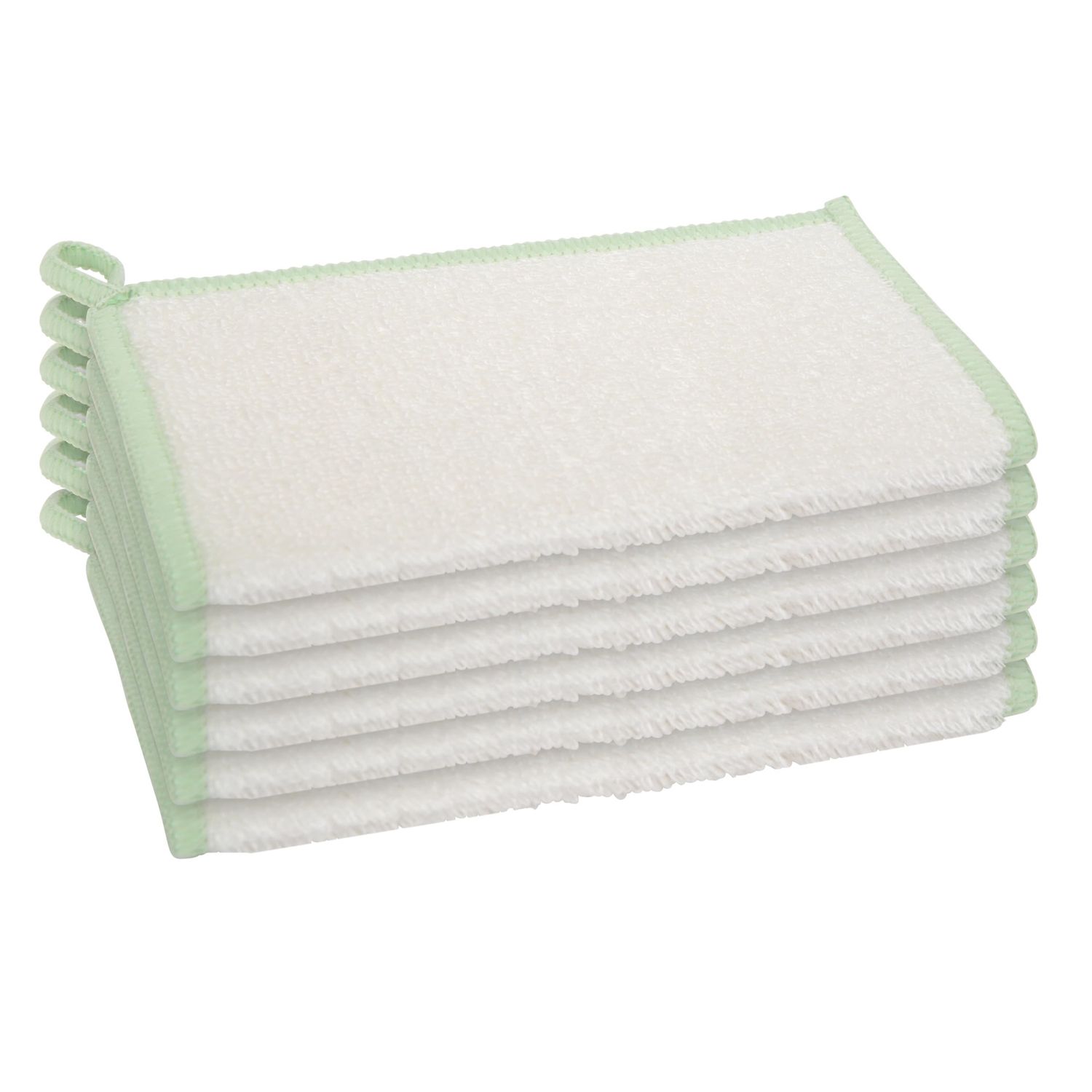 OGGI SET/6 WHITE/SAGE BAMBOU KITCHEN CLOTHS - 8882.11