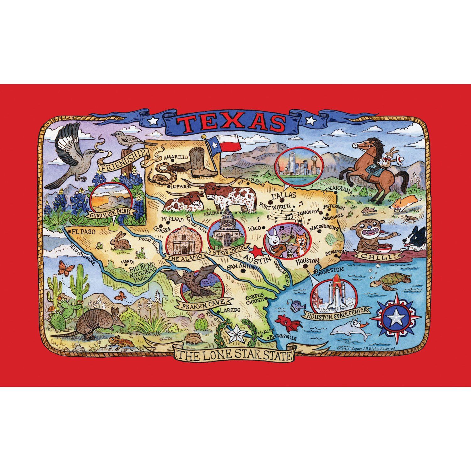 TEXAS POSTER STYLE TEA TOWEL - F2167