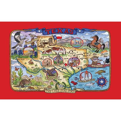 TEXAS POSTER STYLE TEA TOWEL - F2167